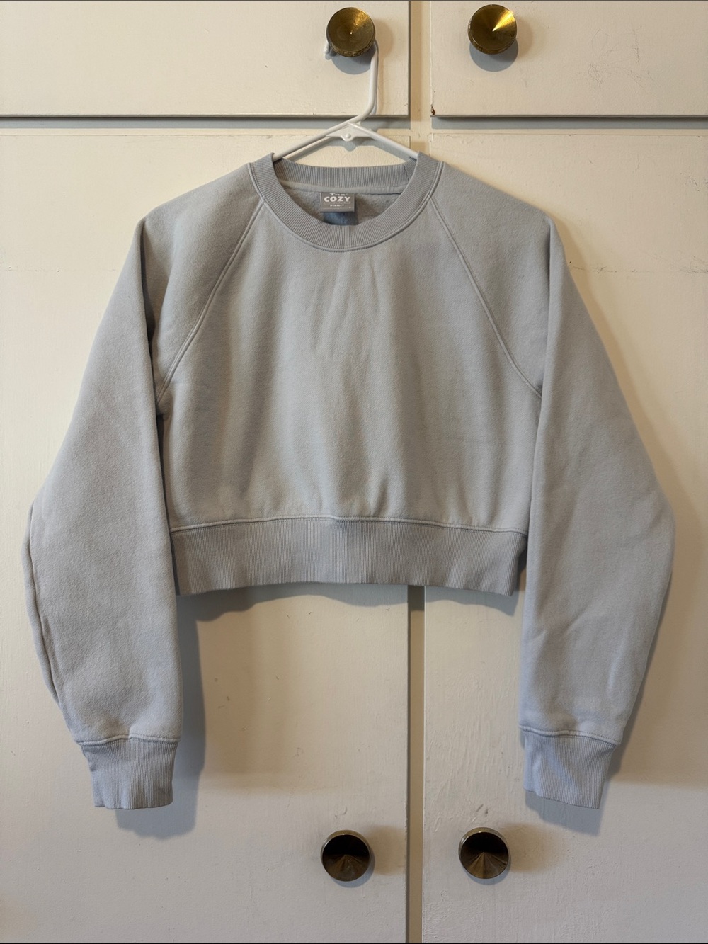 TNA Light Gray Cropped Crewneck Sweatshirt